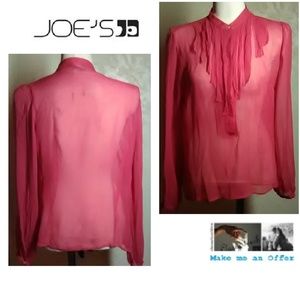 Joe Red 100% Silk Blouse/Top Size L